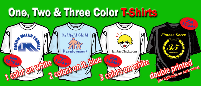 one two three color t shirts 